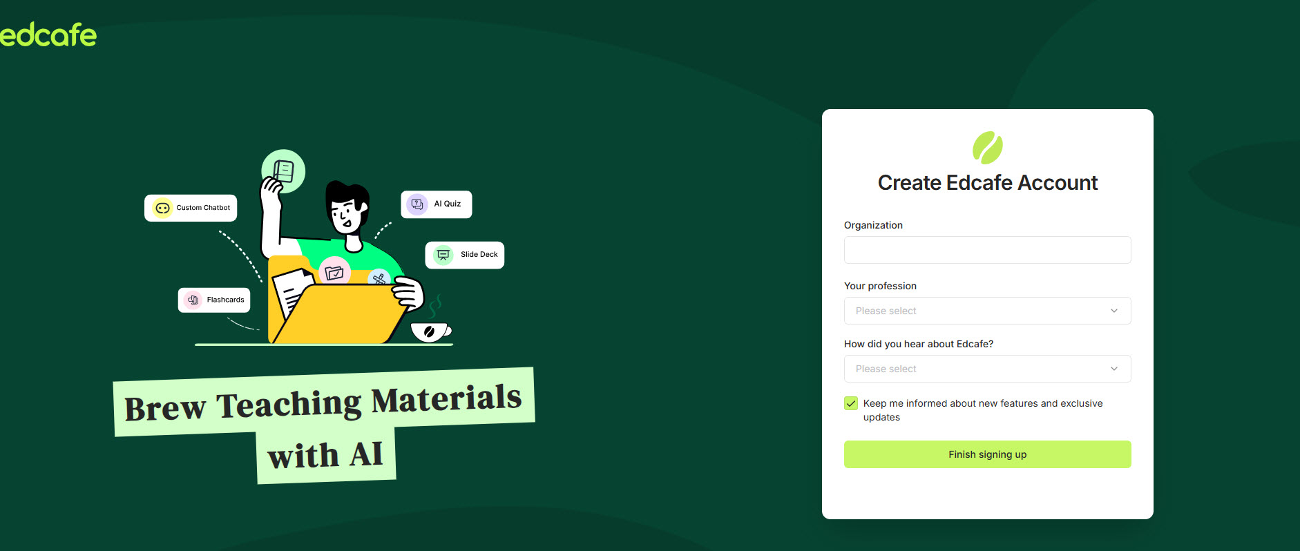 填寫基本資料後選擇「Finish sign up」完成註冊。
